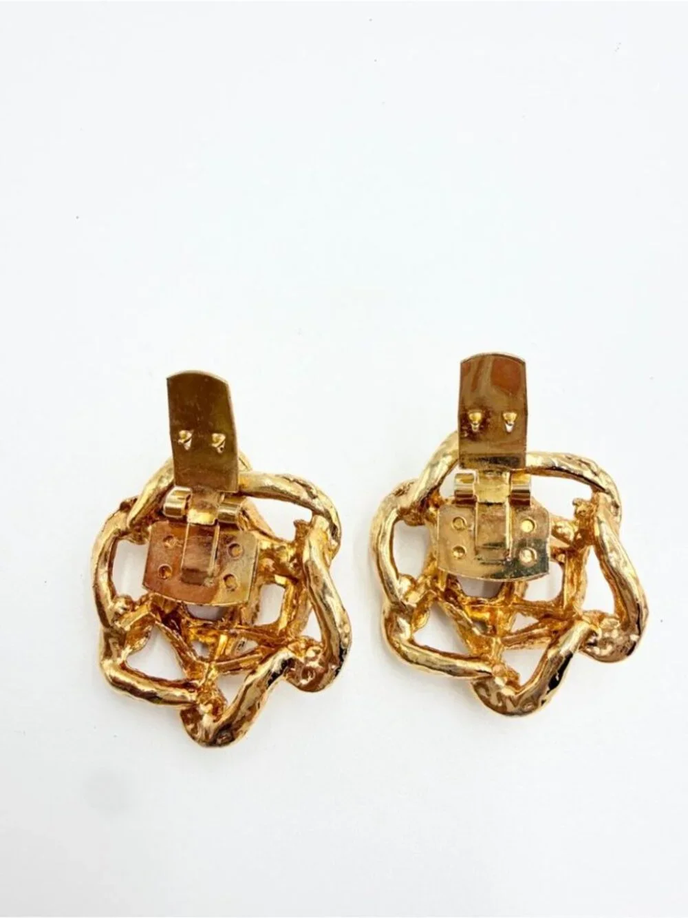 Vintage Gold Plated Abstract Knot Dress Clips Pair